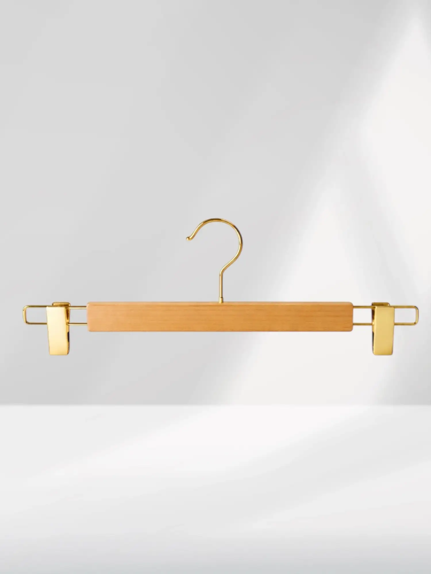 Naturel Ahşap Pantolon Etek Askısı Gold Kancalı