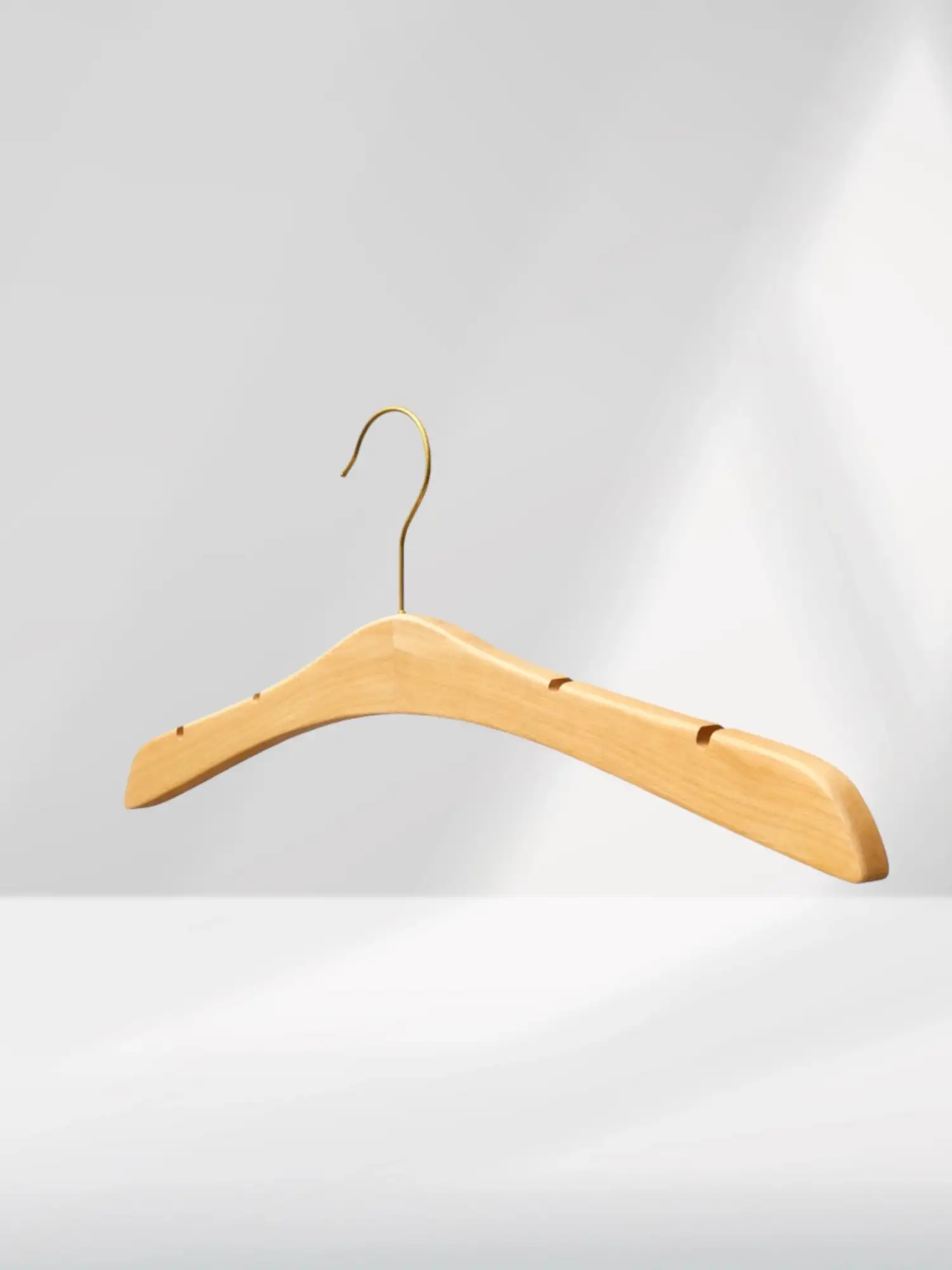 Naturel Ahşap Gold Kancalı Gelinlik Triko Abiye Askısı