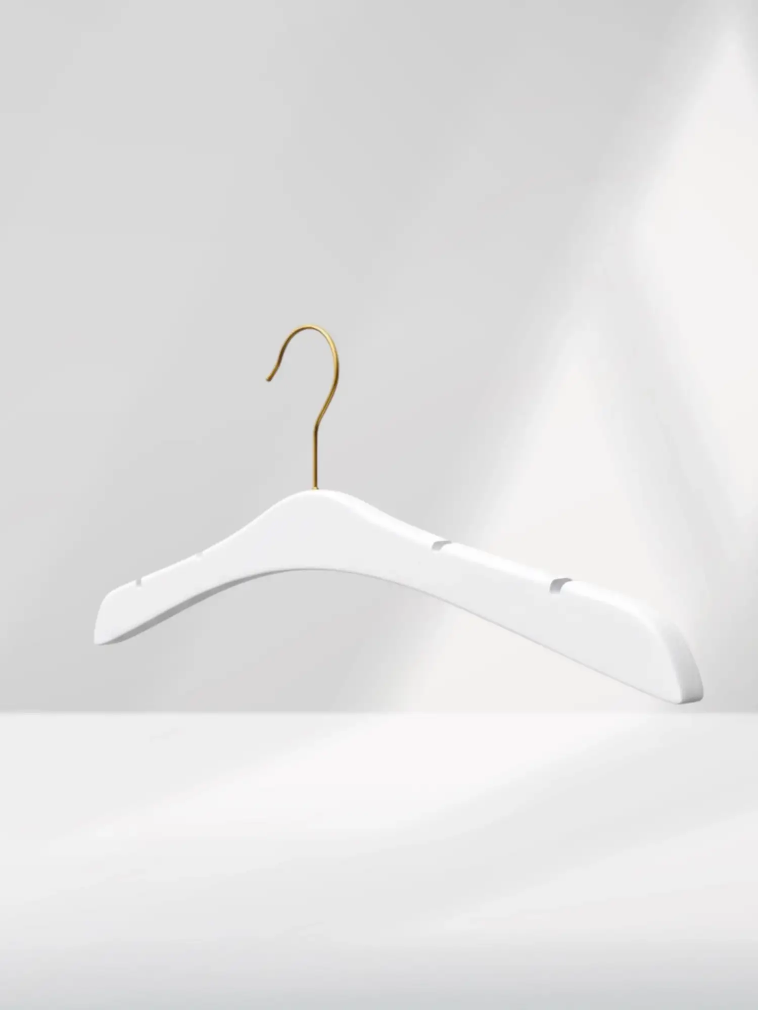 Beyaz Ahşap Gold Kancalı Gelinlik Triko Abiye Askısı