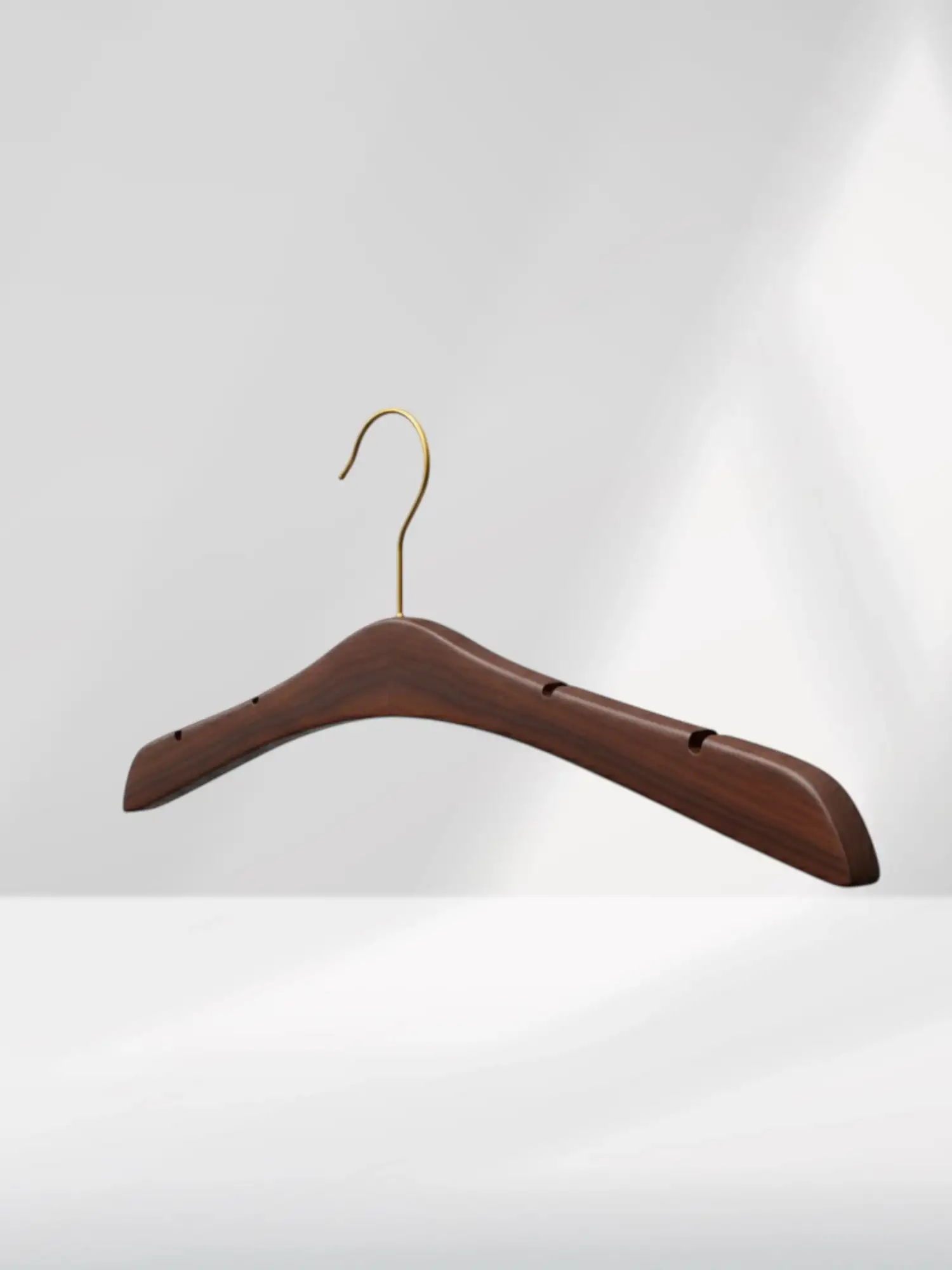 Ceviz Ahşap Gold Kancalı Gelinlik Triko Abiye Askısı