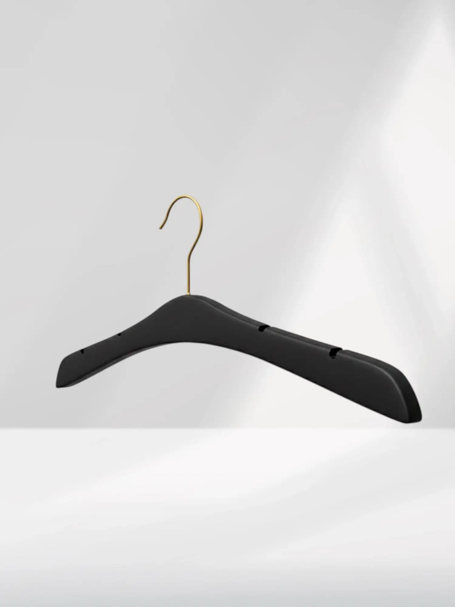 Siyah Ahşap Gold Kancalı Gelinlik Triko Abiye Askısı