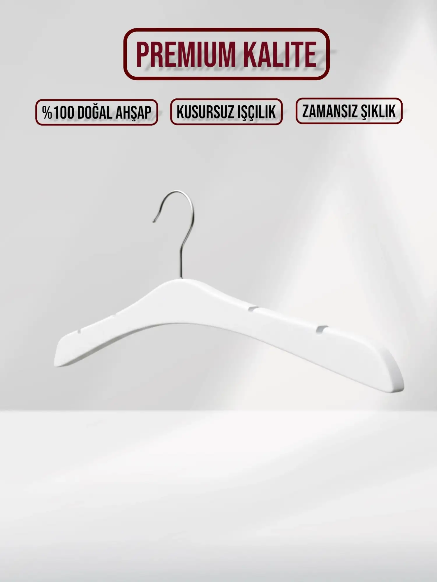 Beyaz Ahşap Nikel Kancalı Gelinlik Triko Abiye Askısı