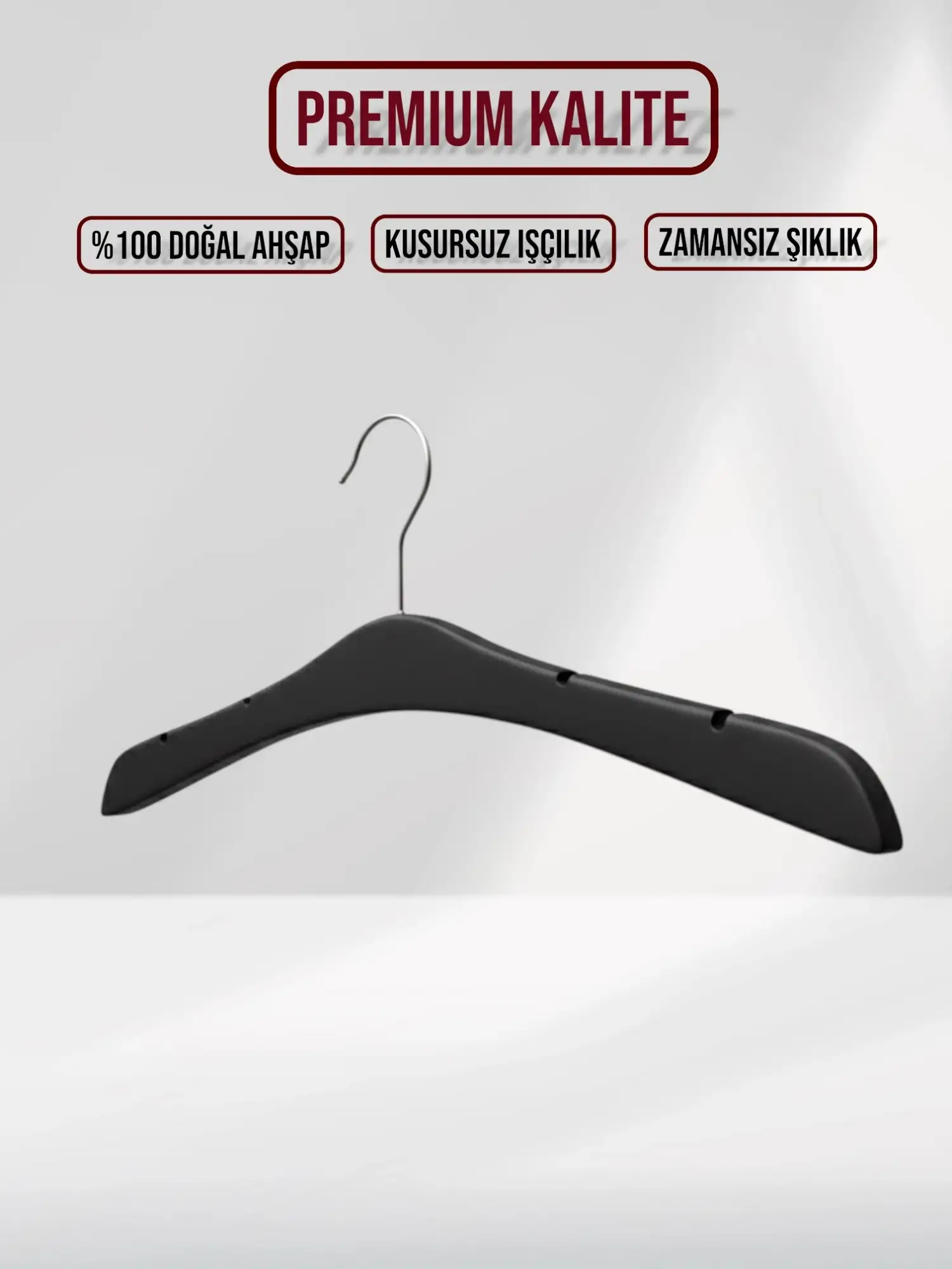 Siyah Ahşap Nikel Kancalı Gelinlik Triko Abiye Askısı