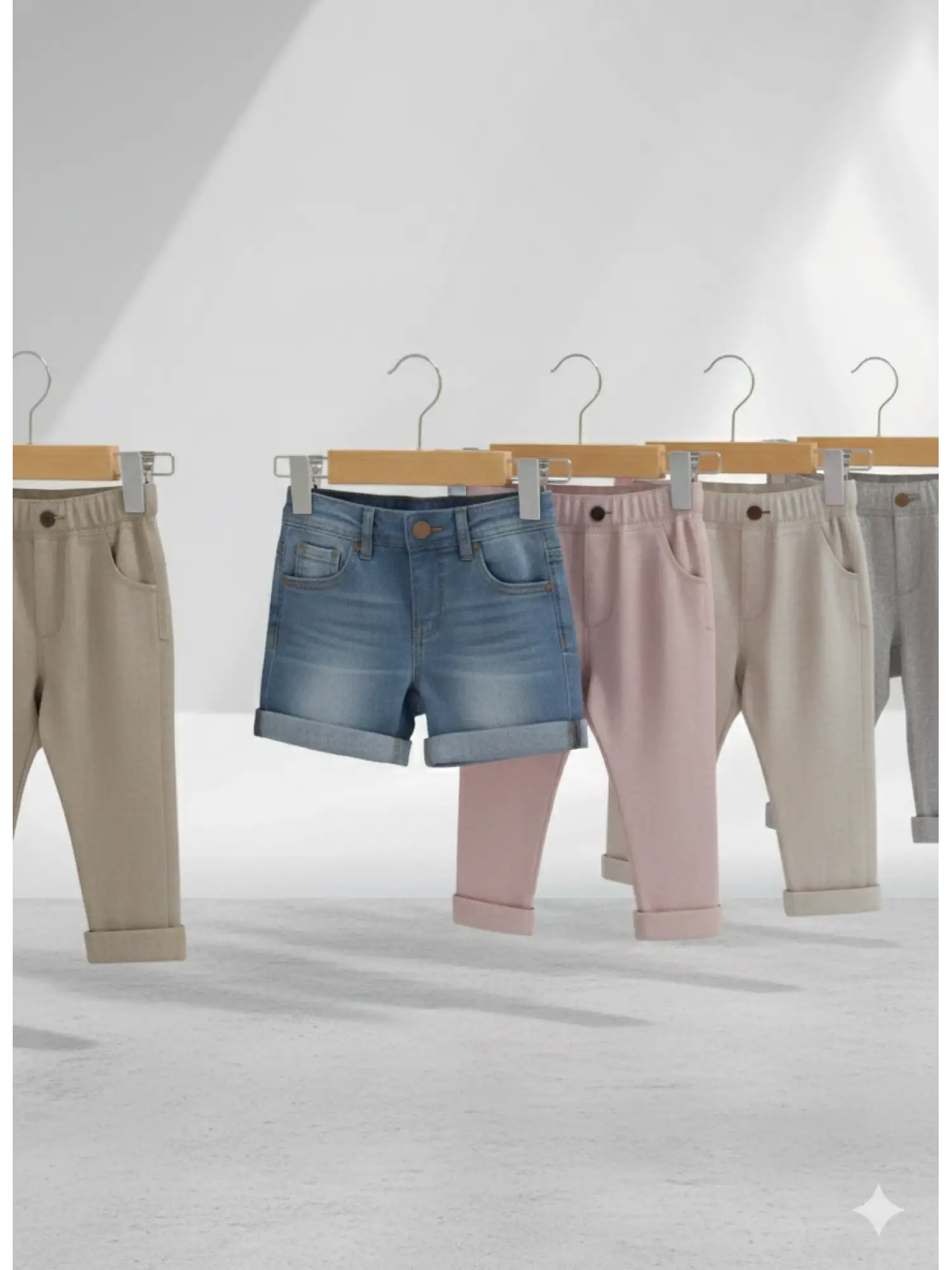 Naturel Bebek Ahşap Pantolon Etek Askısı Gümüş Kancalı