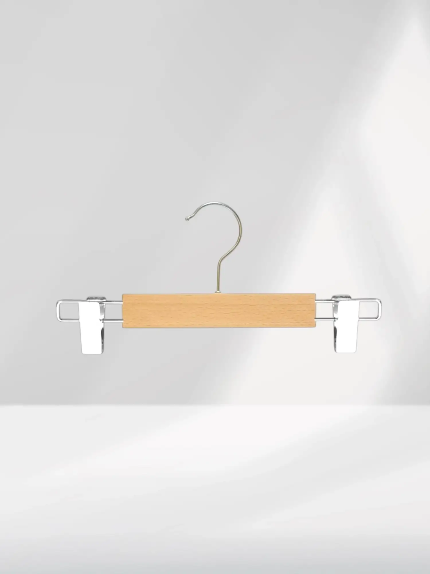 Naturel Bebek Ahşap Pantolon Etek Askısı Gümüş Kancalı