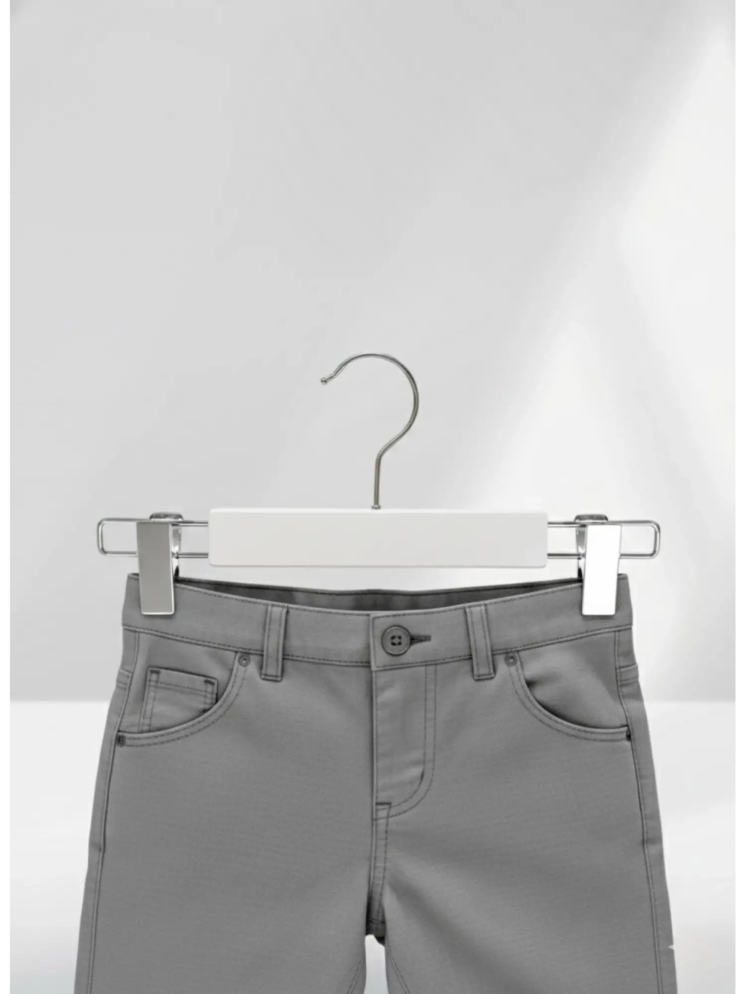 Beyaz Bebek Ahşap Pantolon Etek Askısı Gümüş Kancalı