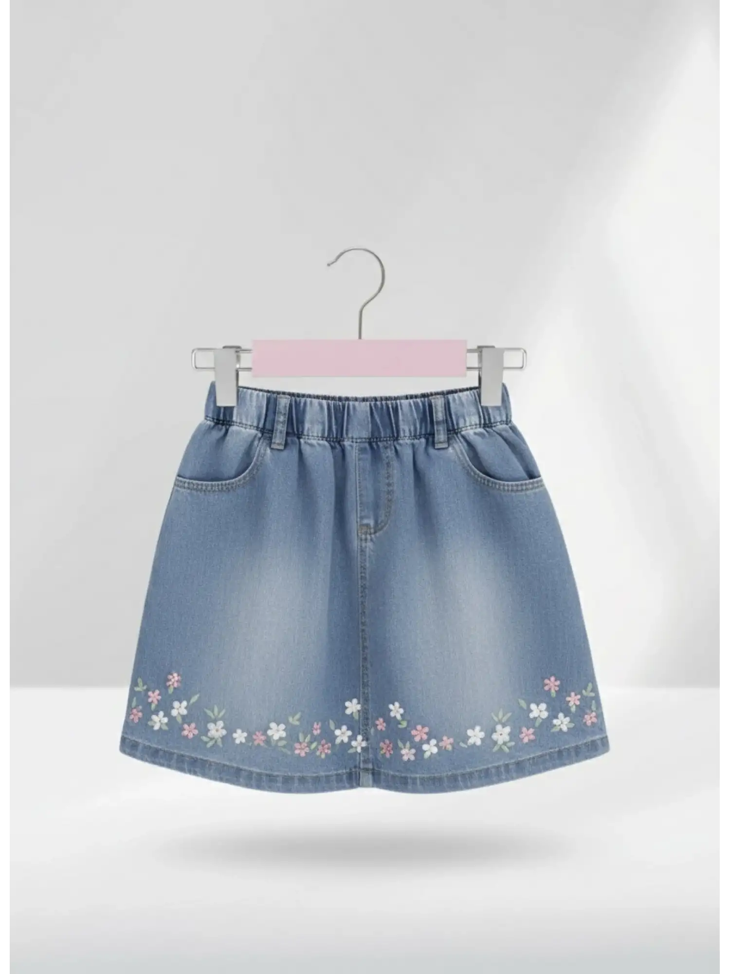 Pembe Bebek Ahşap Pantolon Etek Askısı Gümüş Kancalı