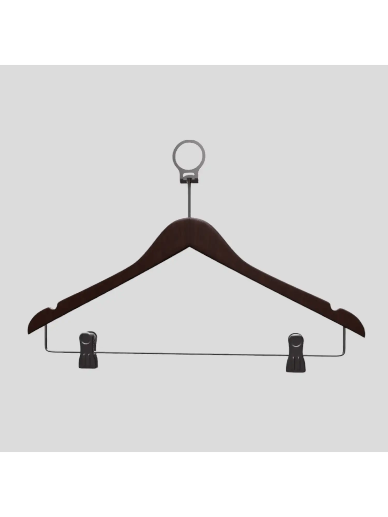 Ceviz Ahşap Otel Elbise Pantolon Askısı Mandallı