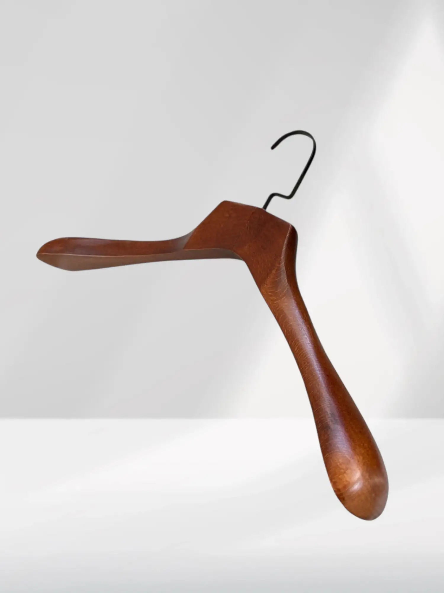 Ceviz Ahşap Siyah Lama Kancalı Ceket Askısı