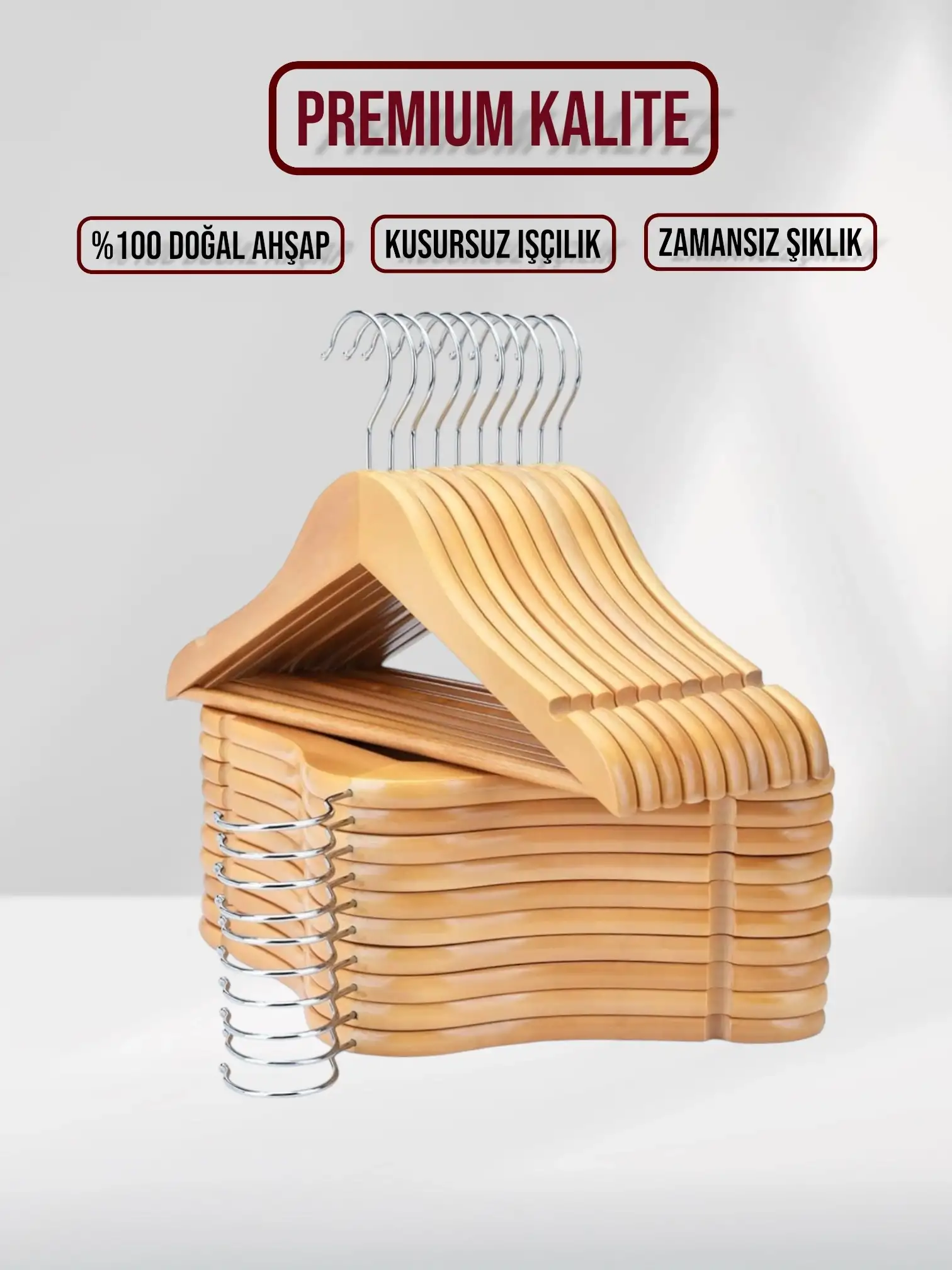 Naturel Ahşap Bebek Elbise Pantolon Askısı