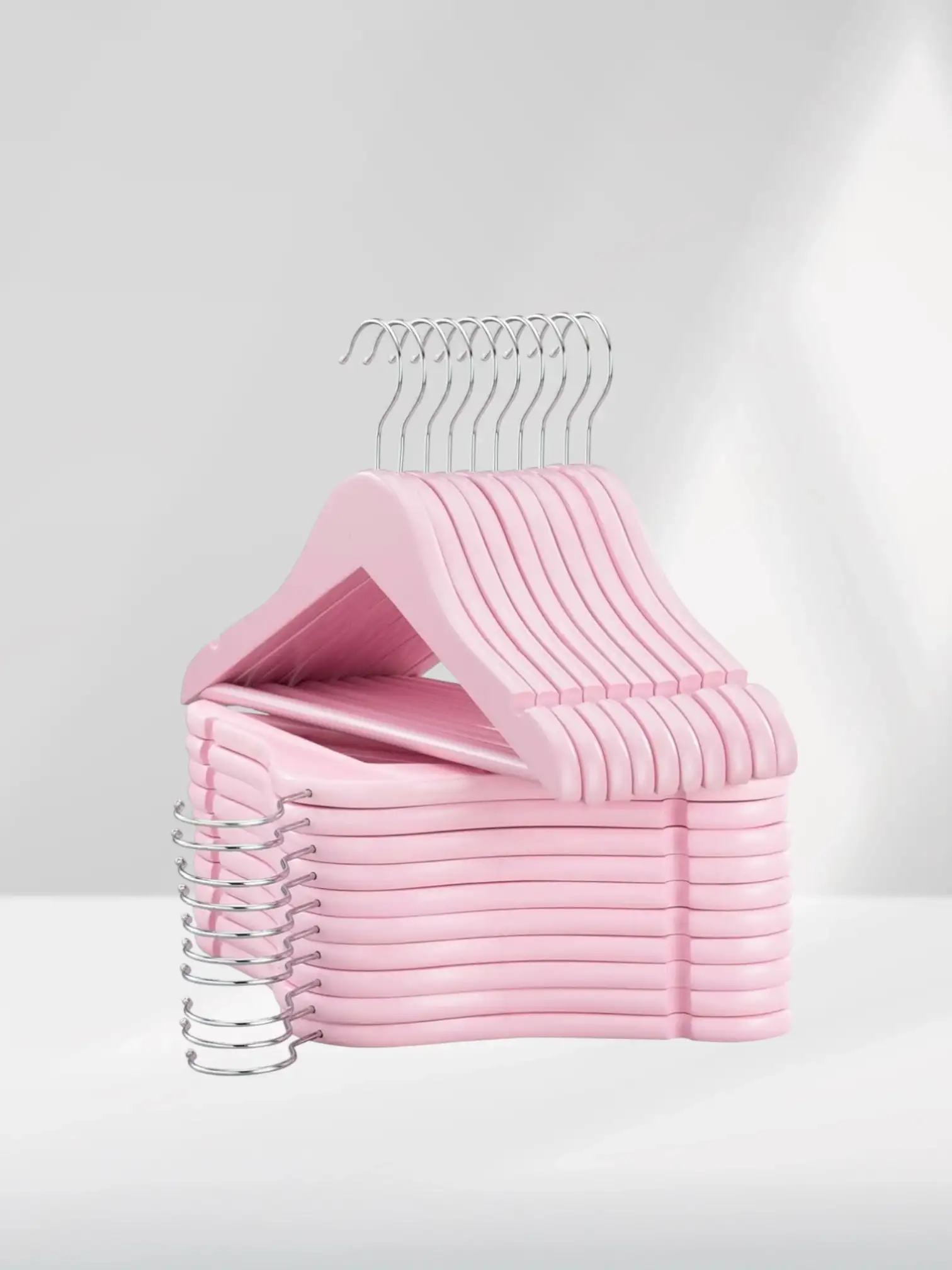 Pembe Ahşap Bebek Elbise Pantolon Askısı