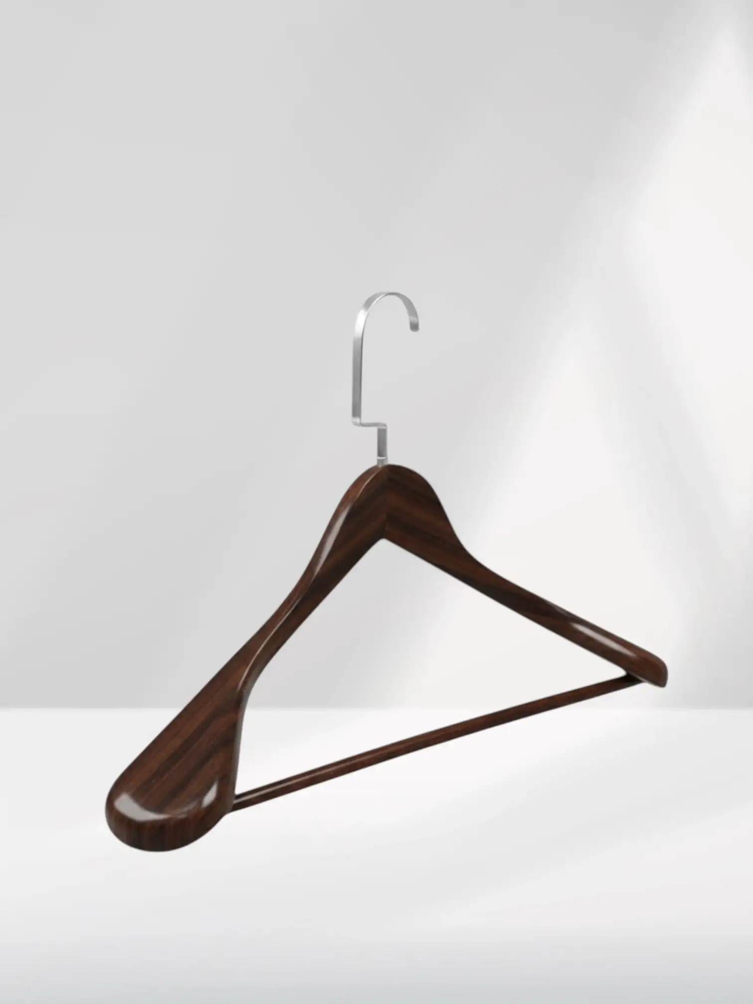 Ceviz Ahşap Nikel Lama Kancalı Pabuçlu Takım Elbise Askısı