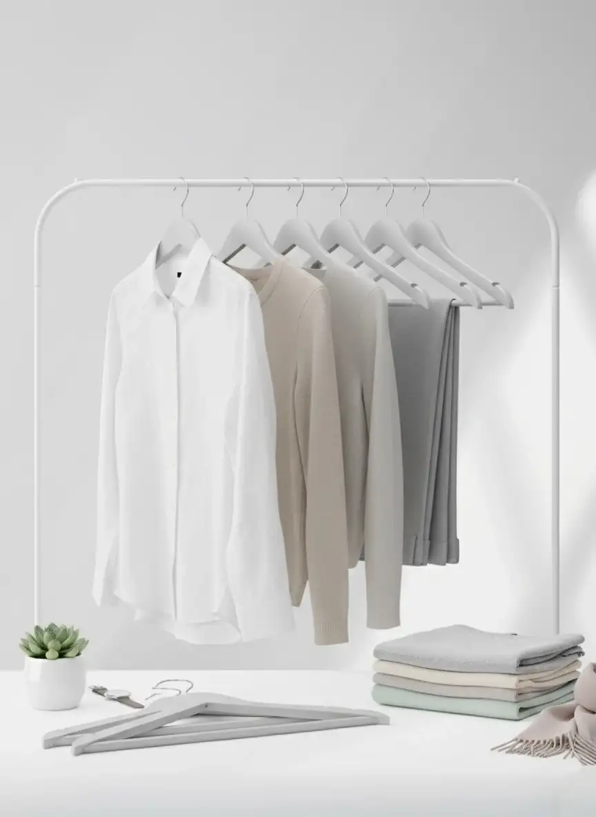 Gri Ahşap Elbise Pantolon Askısı