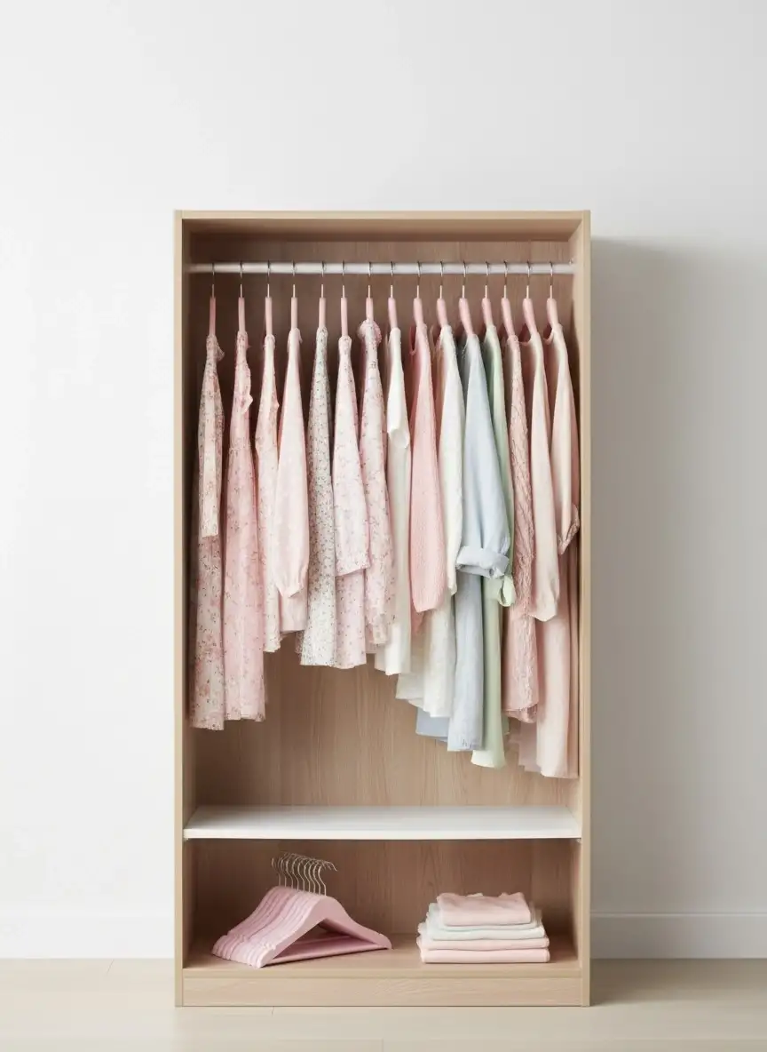 Pembe Ahşap Bebek Elbise Pantolon Askısı