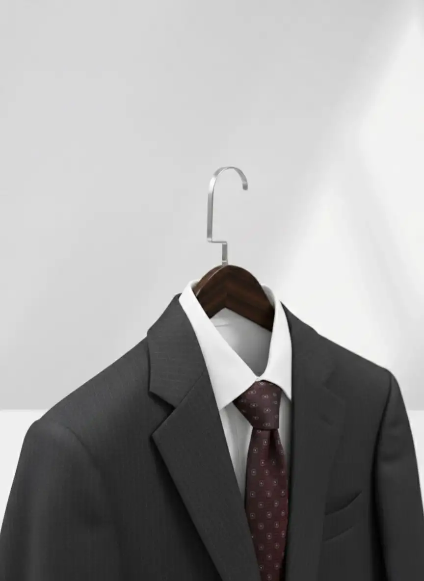 Ceviz Ahşap Nikel Lama Kancalı Pabuçlu Takım Elbise Askısı