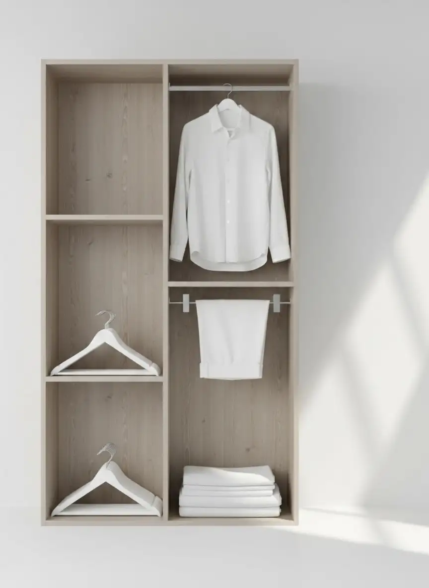 Beyaz Ahşap Elbise Pantolon Askısı