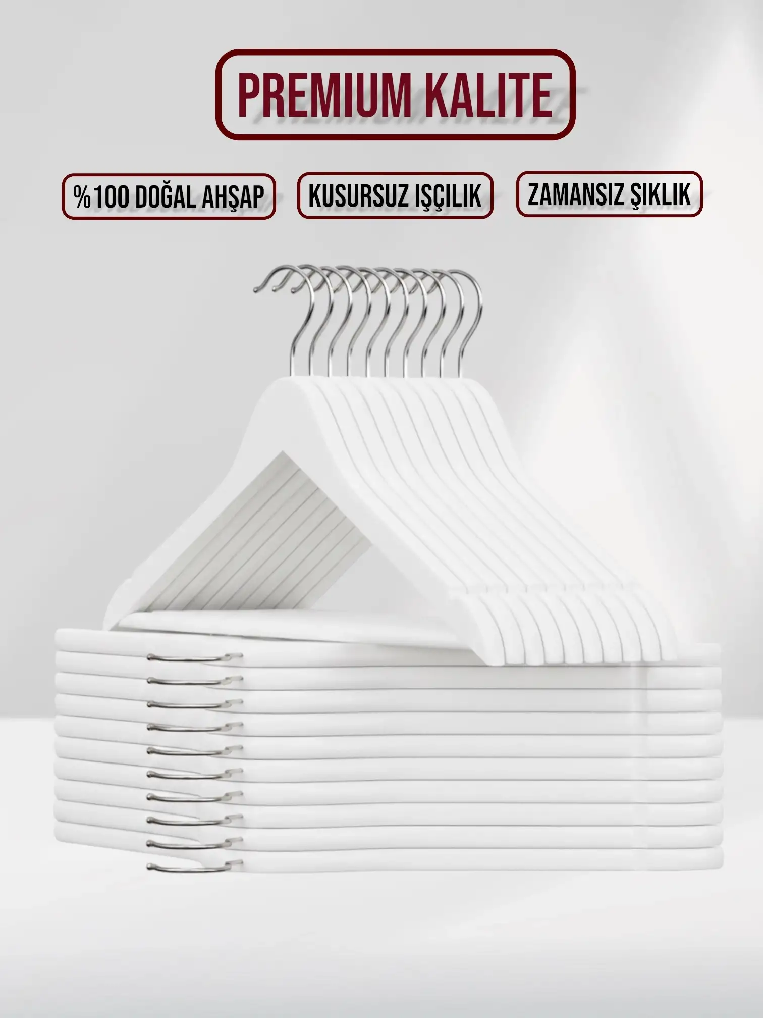 Beyaz Ahşap Elbise Pantolon Askısı