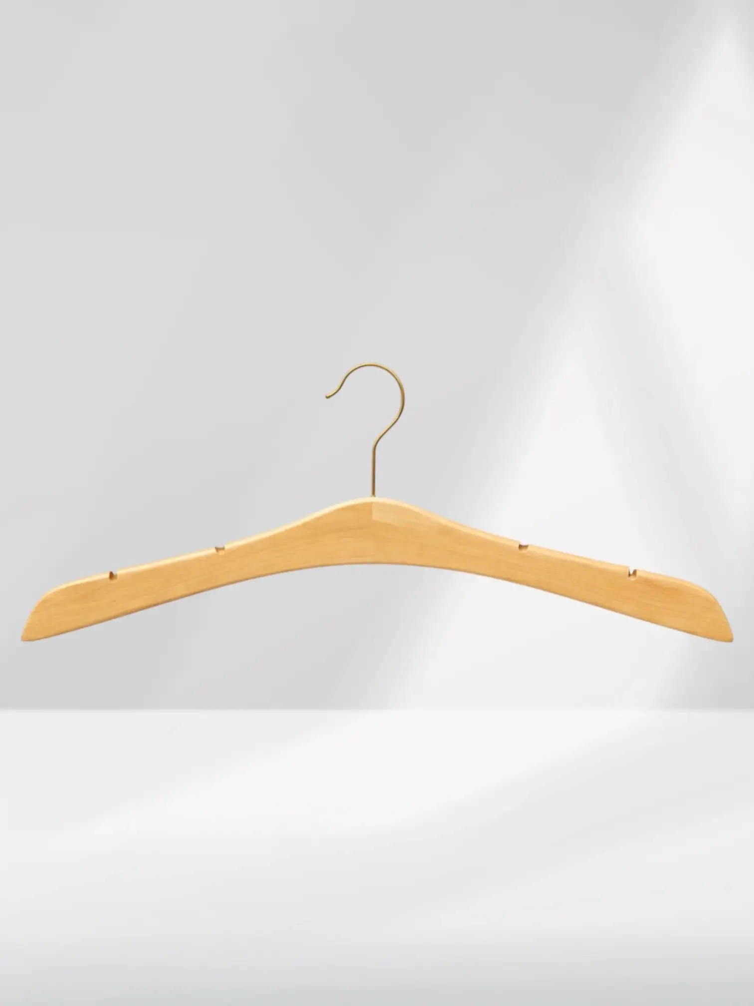 Naturel Ahşap Gold Kancalı Gelinlik Triko Abiye Askısı