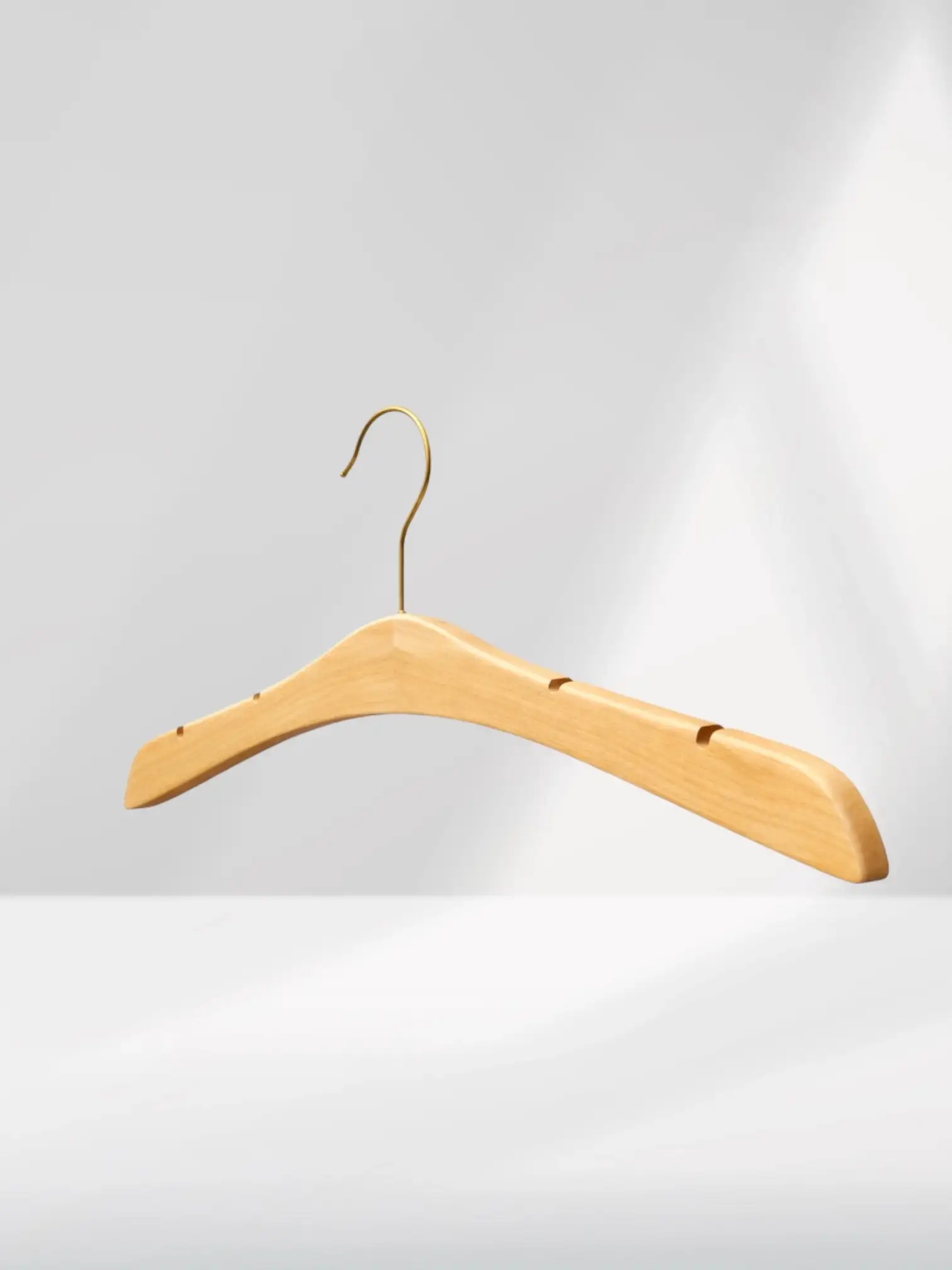 Naturel Ahşap Gold Kancalı Gelinlik Triko Abiye Askısı