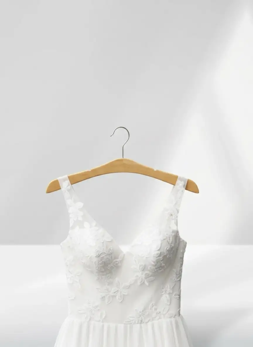 Naturel Ahşap Nikel Kancalı Gelinlik Triko Abiye Askısı