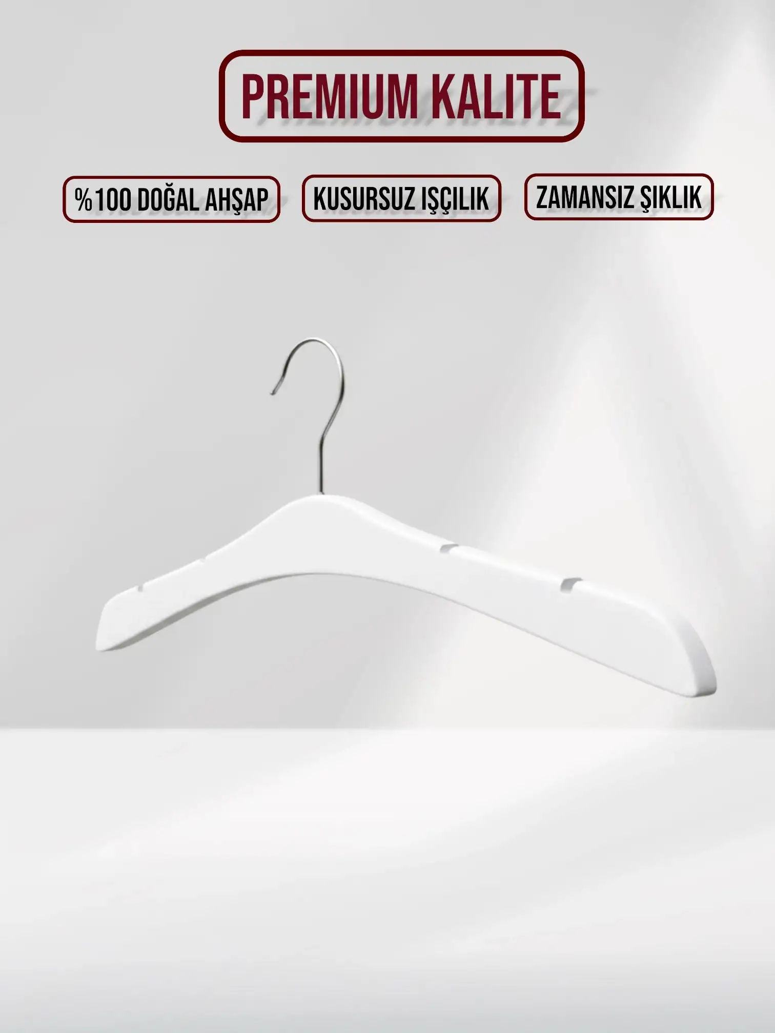 Beyaz Ahşap Nikel Kancalı Gelinlik Triko Abiye Askısı