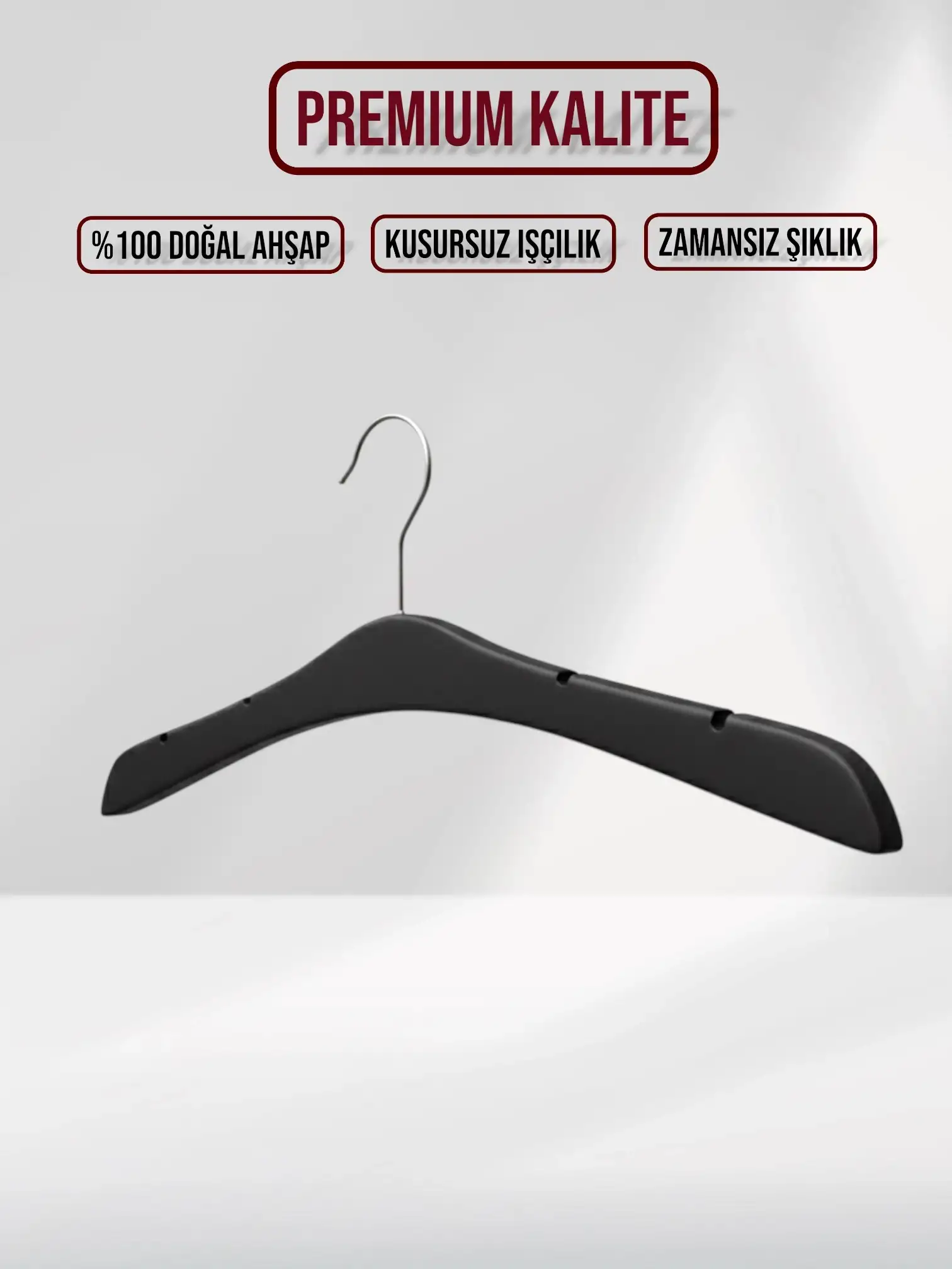 Siyah Ahşap Nikel Kancalı Gelinlik Triko Abiye Askısı