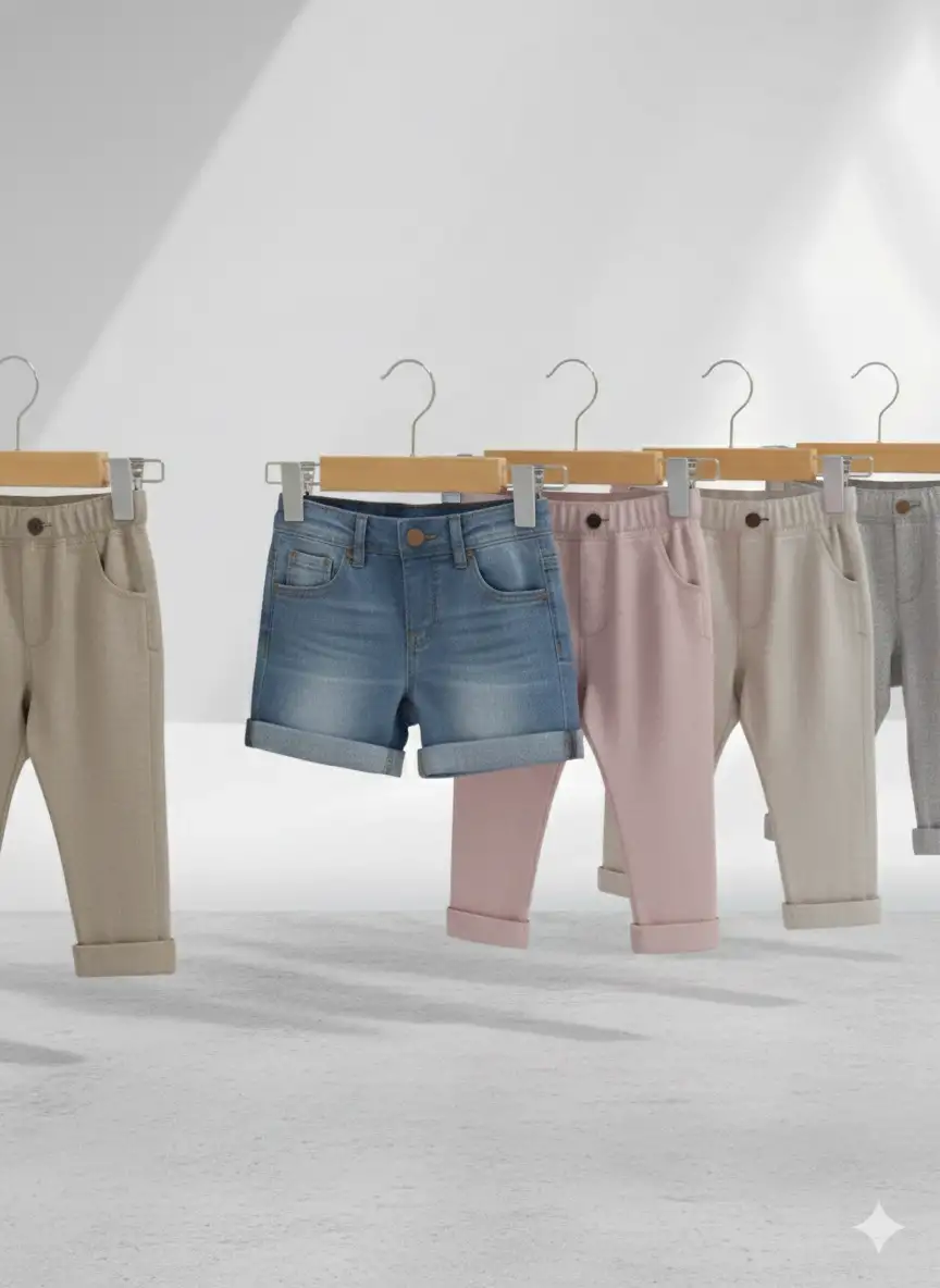 Naturel Bebek Ahşap Pantolon Etek Askısı Gümüş Kancalı