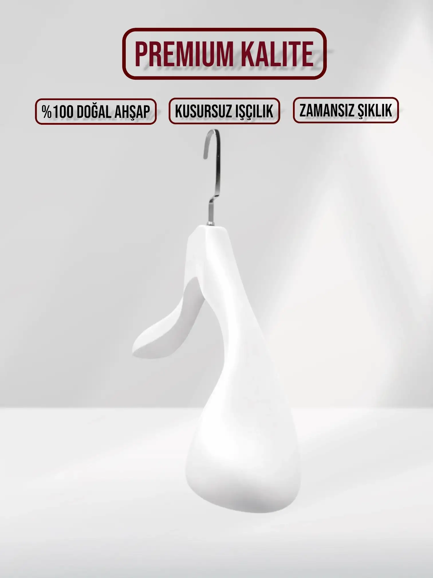 Beyaz Ahşap Nikel Lama Kancalı Ceket Askısı