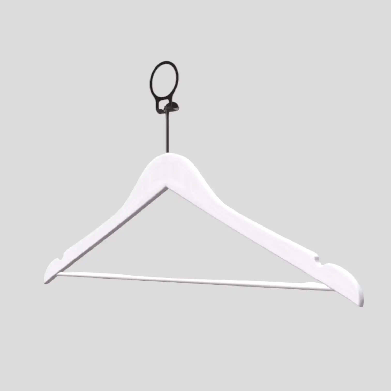 Beyaz Ahşap Otel Elbise Pantolon Askısı