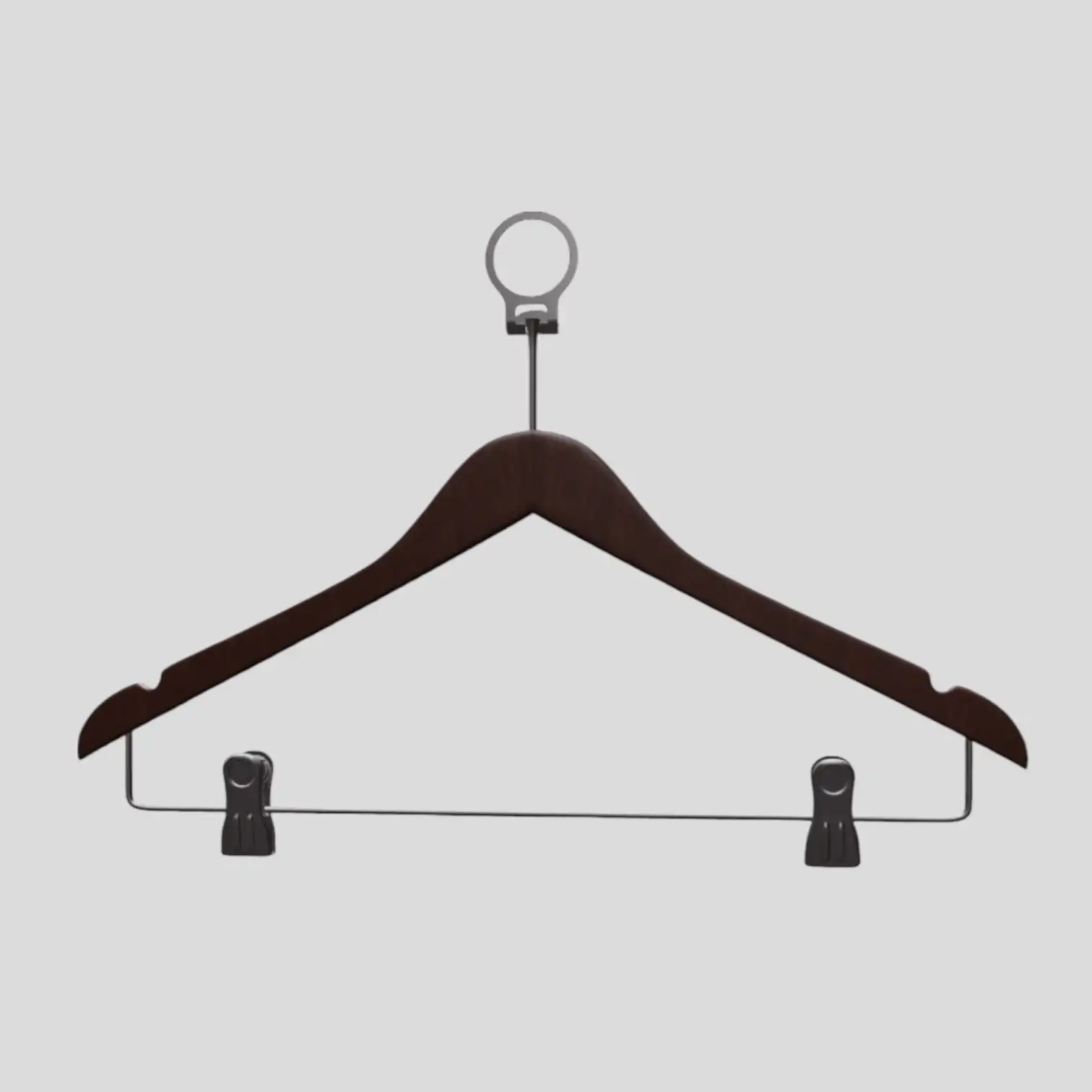 Ceviz Ahşap Otel Elbise Pantolon Askısı Mandallı