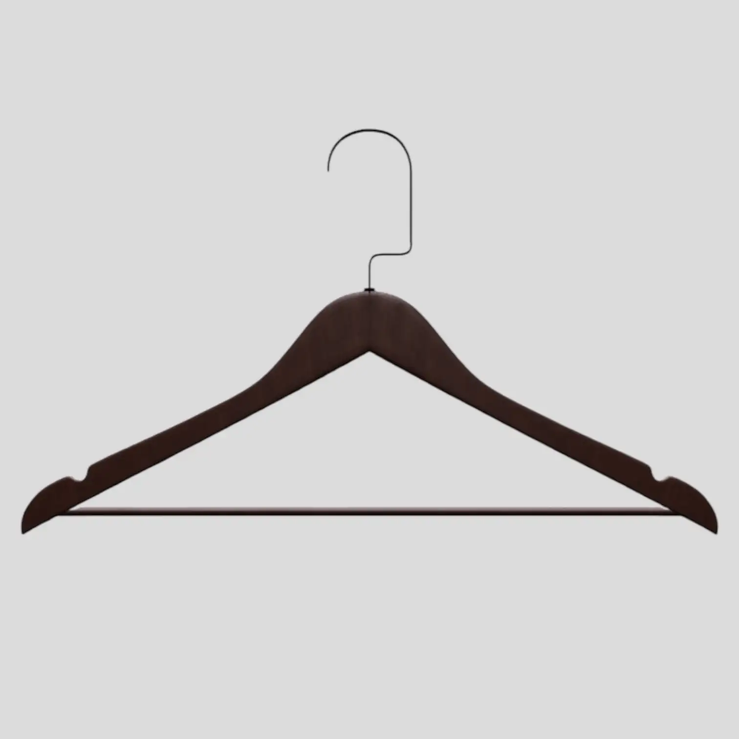 Ceviz Ahşap Siyah Lama Kancalı Elbise Pantolon Askısı