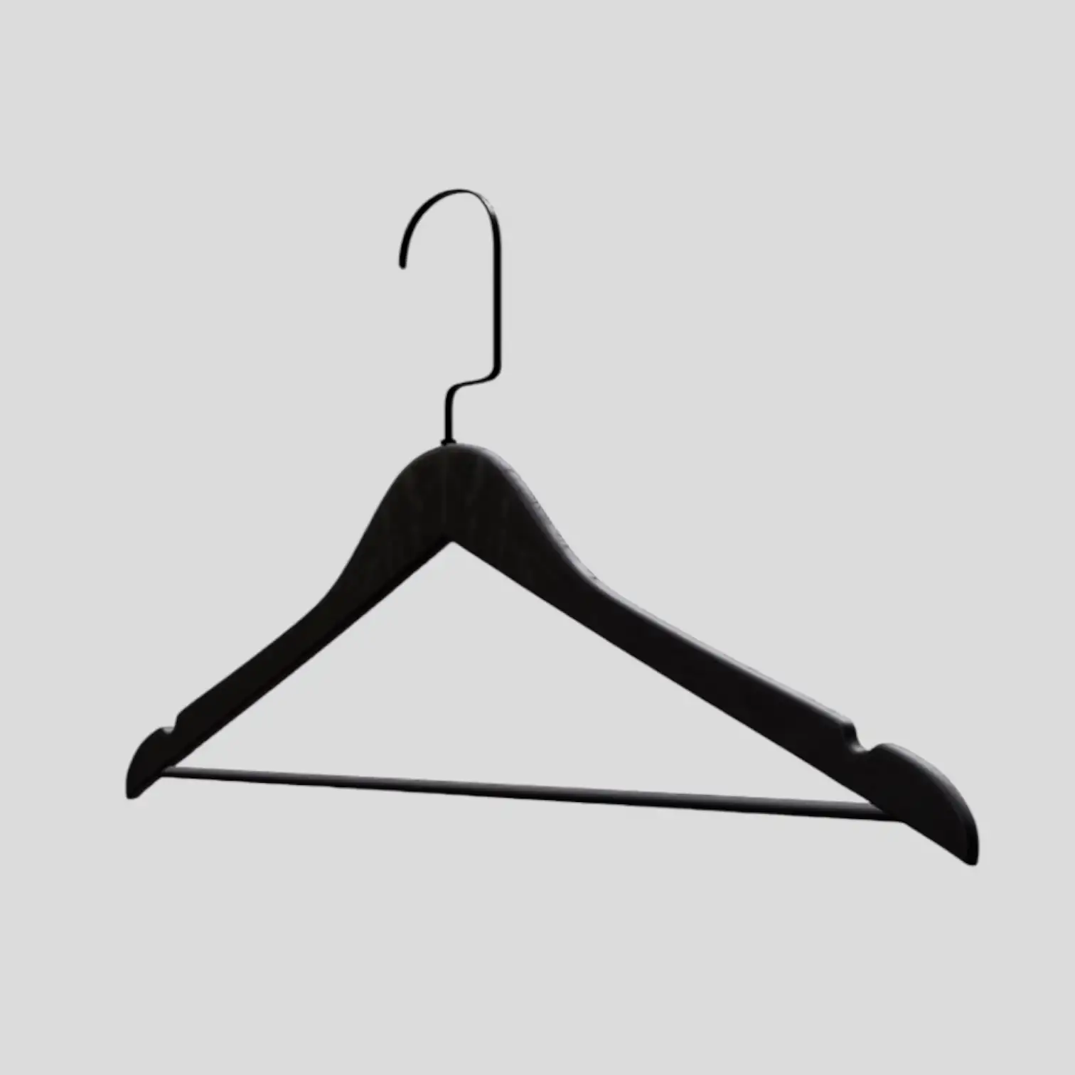 Siyah Ahşap Siyah Lama Kancalı Elbise Pantolon Askısı