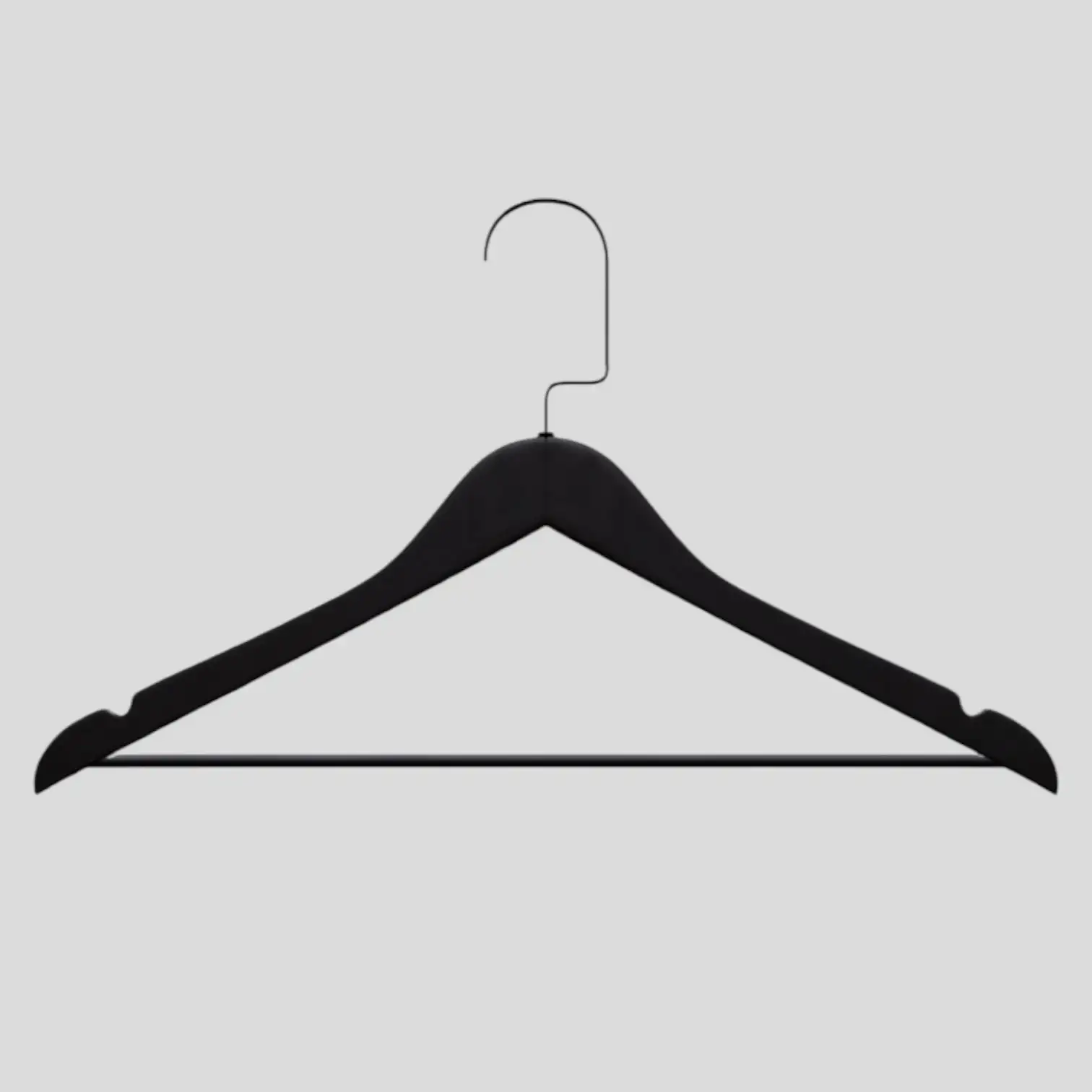 Siyah Ahşap Siyah Lama Kancalı Elbise Pantolon Askısı