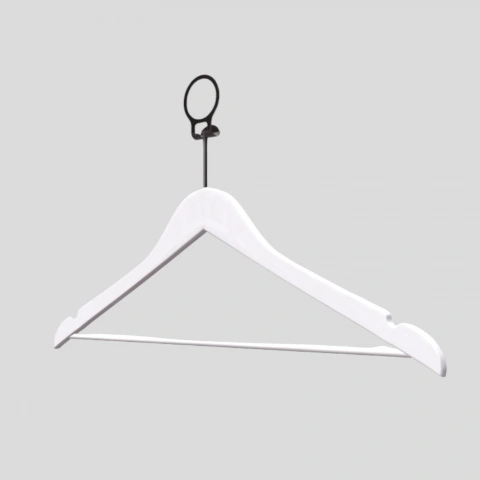 Beyaz Ahşap Otel Elbise Pantolon Askısı