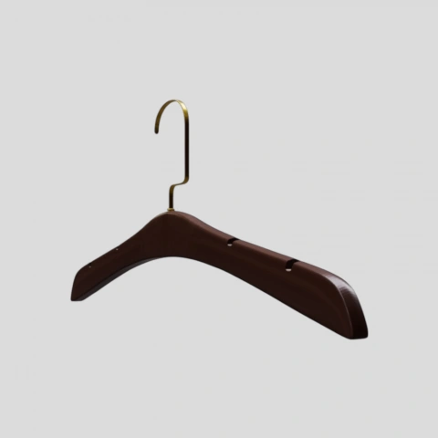 Ceviz Ahşap Gold Lama Kancalı Gelinlik Triko Abiye Askısı