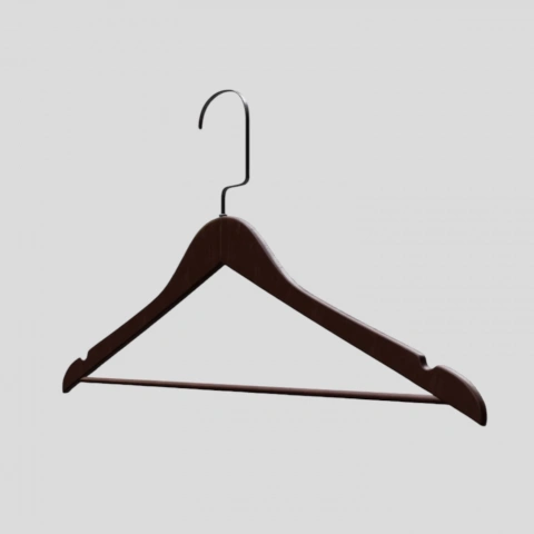 Ceviz Ahşap Nikel Lama Kancalı Elbise Pantolon Askısı