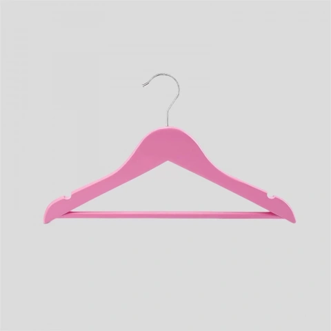 Pembe Ahşap Bebek Elbise Pantolon Askısı