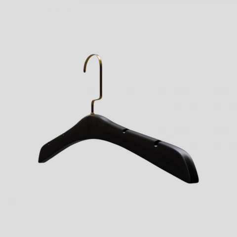 Siyah Ahşap Gold Lama Kancalı Gelinlik Triko Abiye Askısı