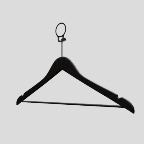 Siyah Ahşap Otel Elbise Pantolon Askısı