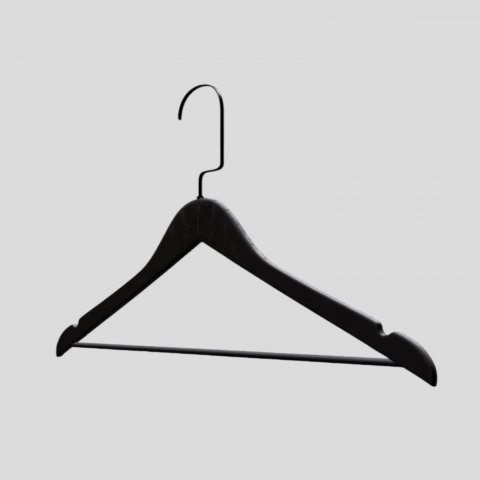 Siyah Ahşap Siyah Lama Kancalı Elbise Pantolon Askısı