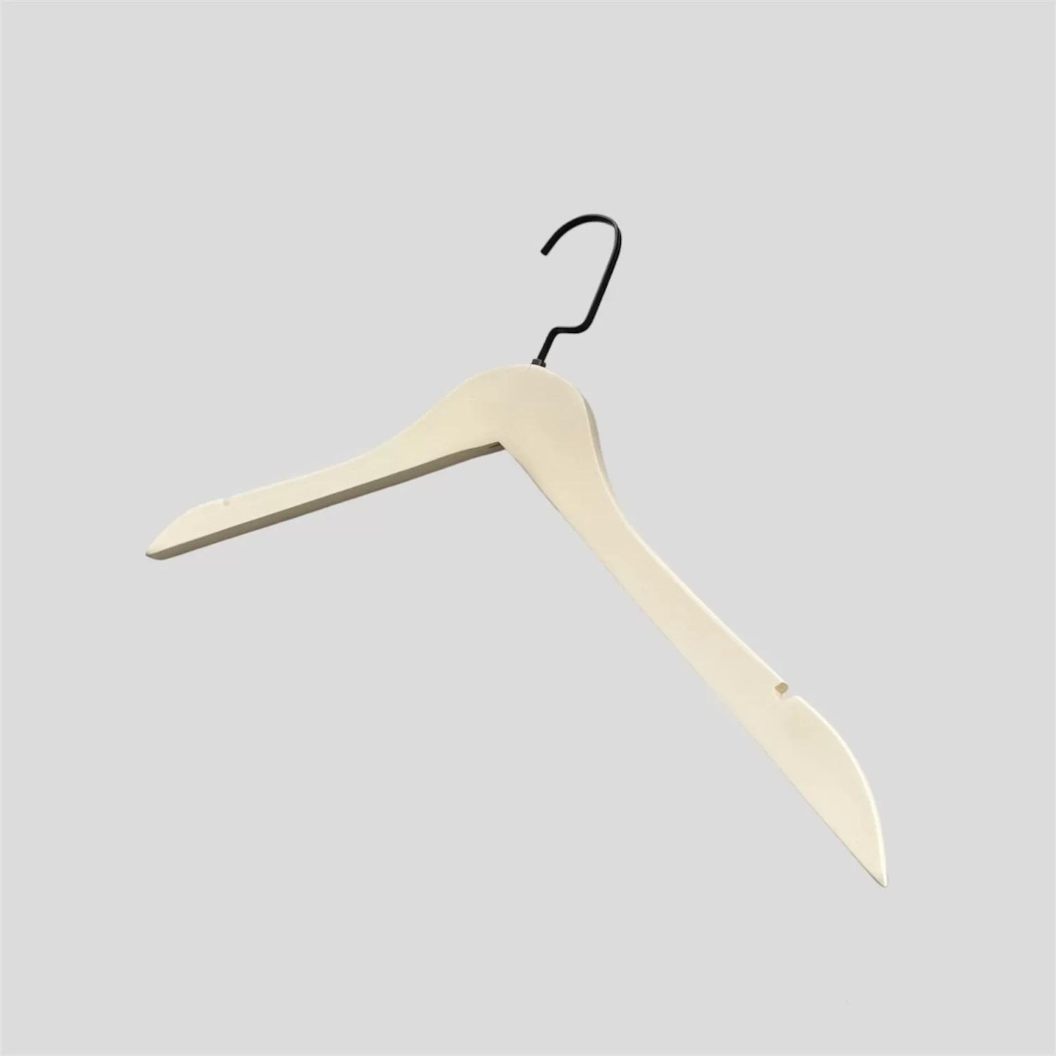 Bej Ahşap Siyah Lama Kancalı Gömlek Bluz Askısı