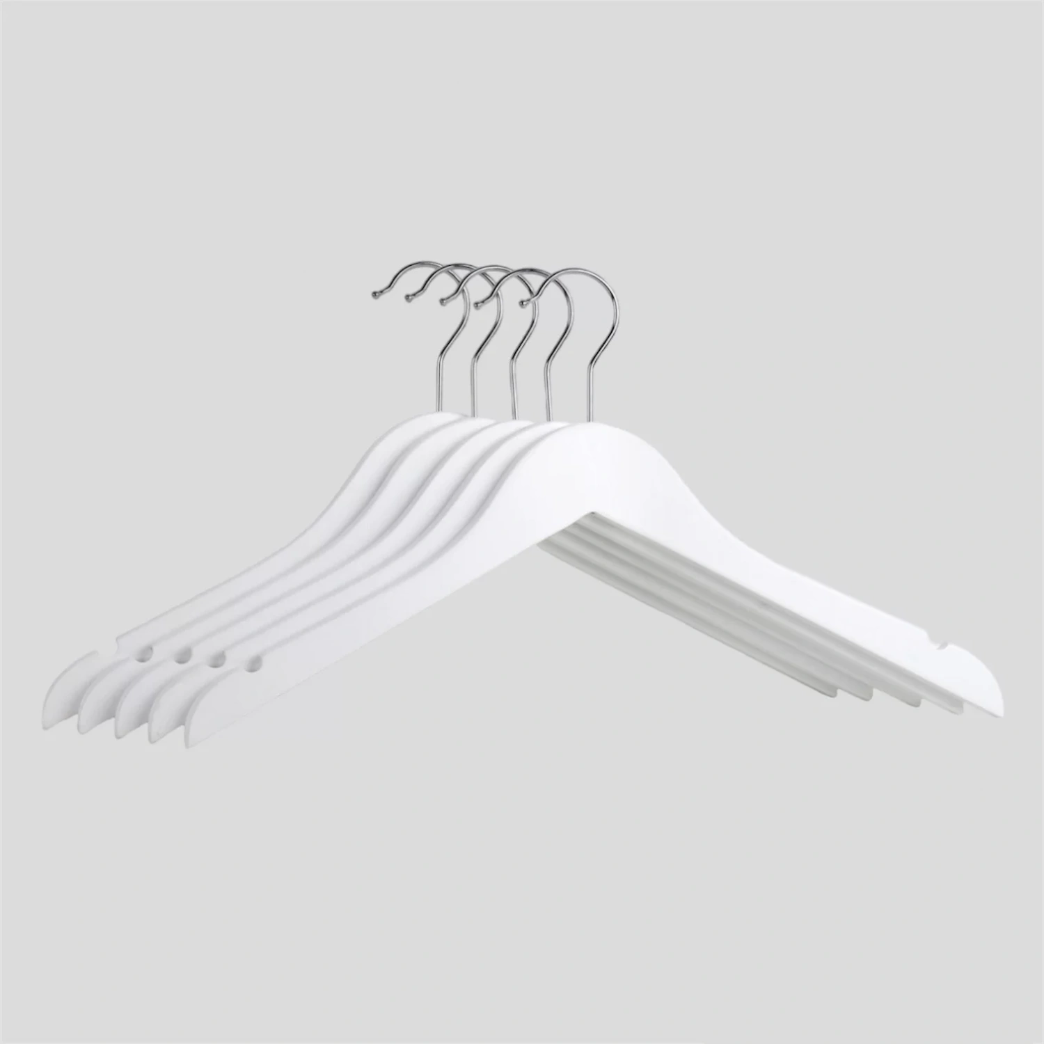 Beyaz Ahşap Elbise Gömlek Askısı