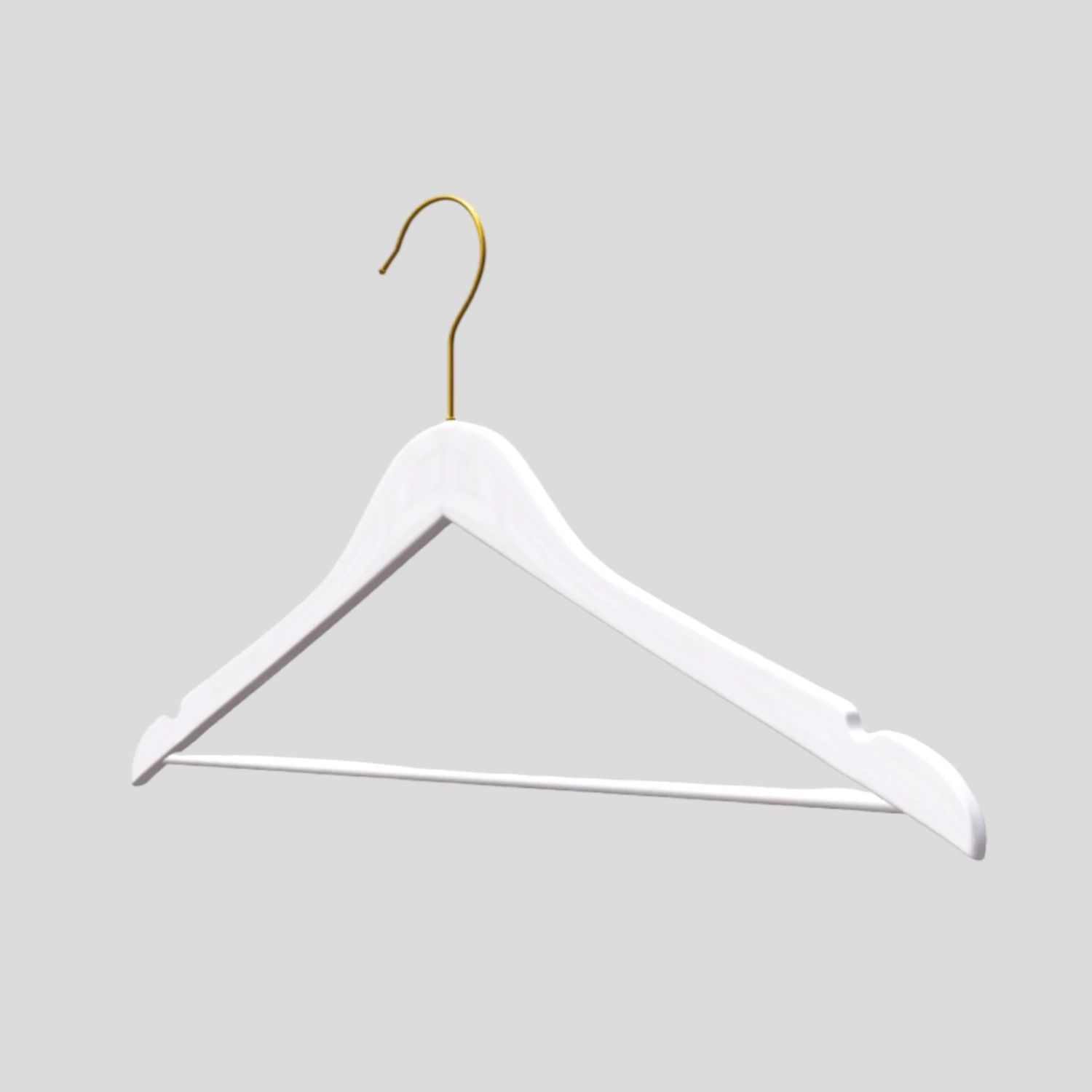 Beyaz Ahşap Elbise Pantolon Askısı Gold Kanca