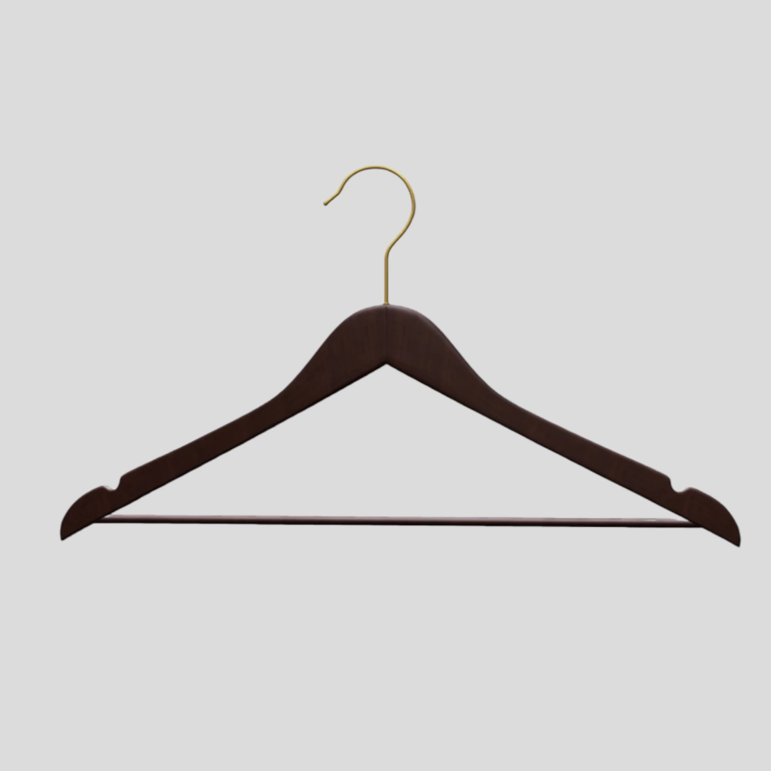 Ceviz Ahşap Elbise Pantolon Askısı Gold Kanca