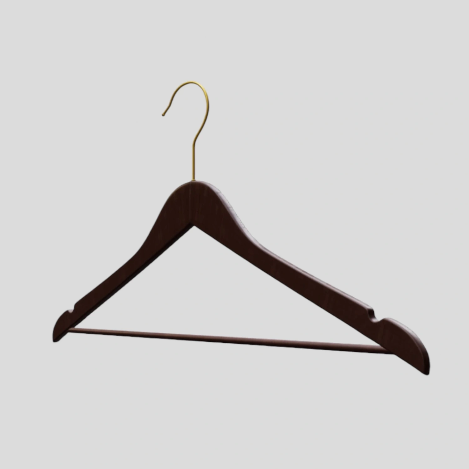 Ceviz Ahşap Elbise Pantolon Askısı Gold Kanca