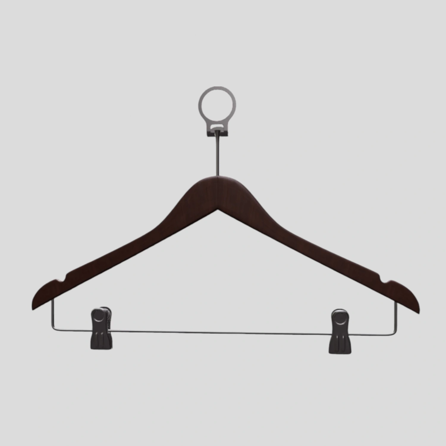 Ceviz Ahşap Otel Elbise Pantolon Askısı Mandallı