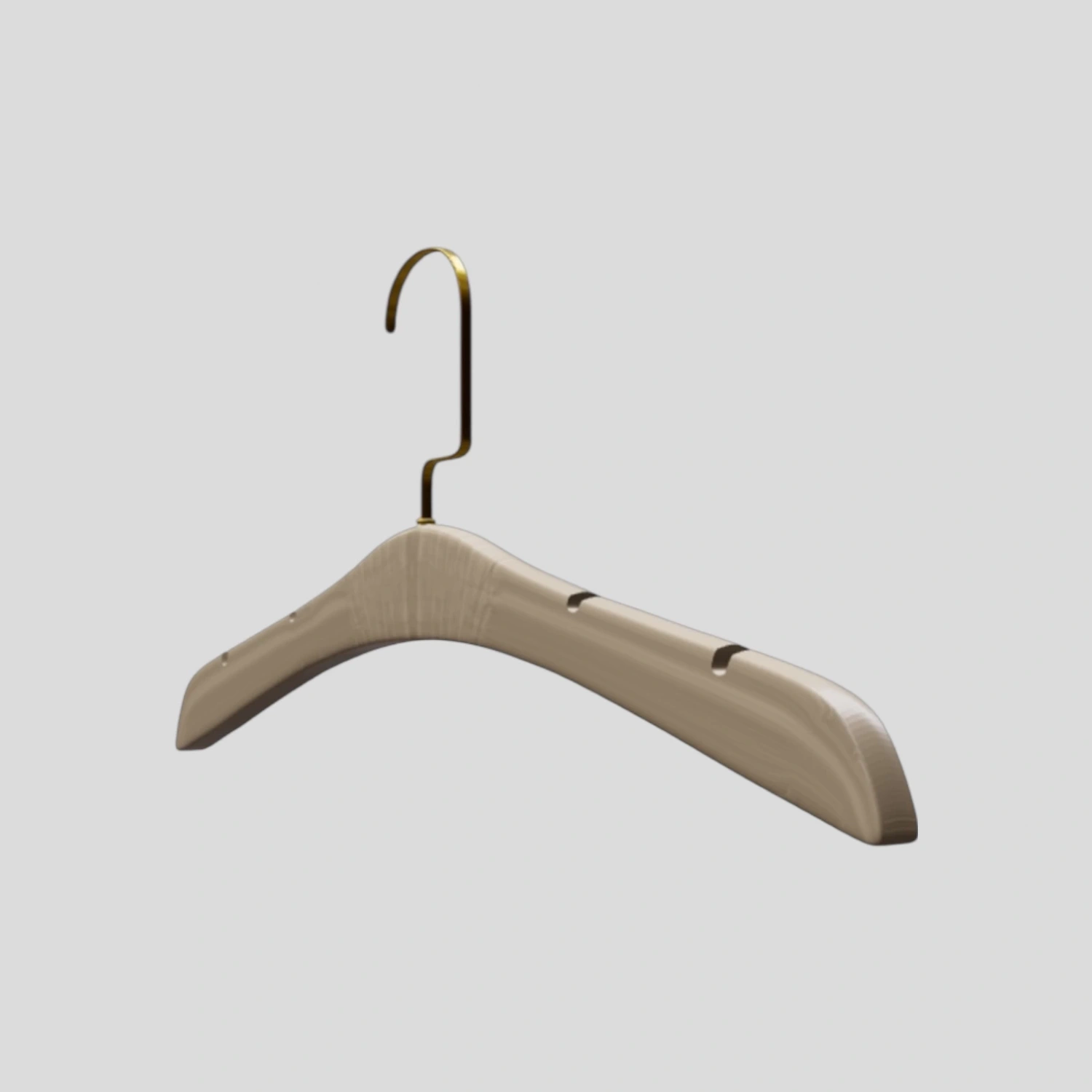 Naturel Ahşap Gold Lama Kancalı Gelinlik Triko Abiye Askısı