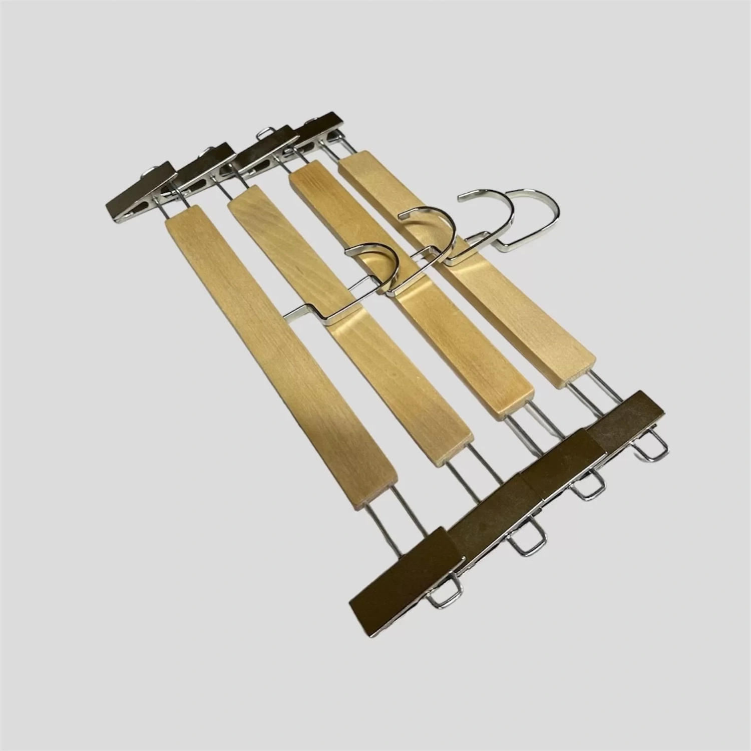 Naturel Ahşap Nikel Lama Kancalı Pantolon Etek Askısı