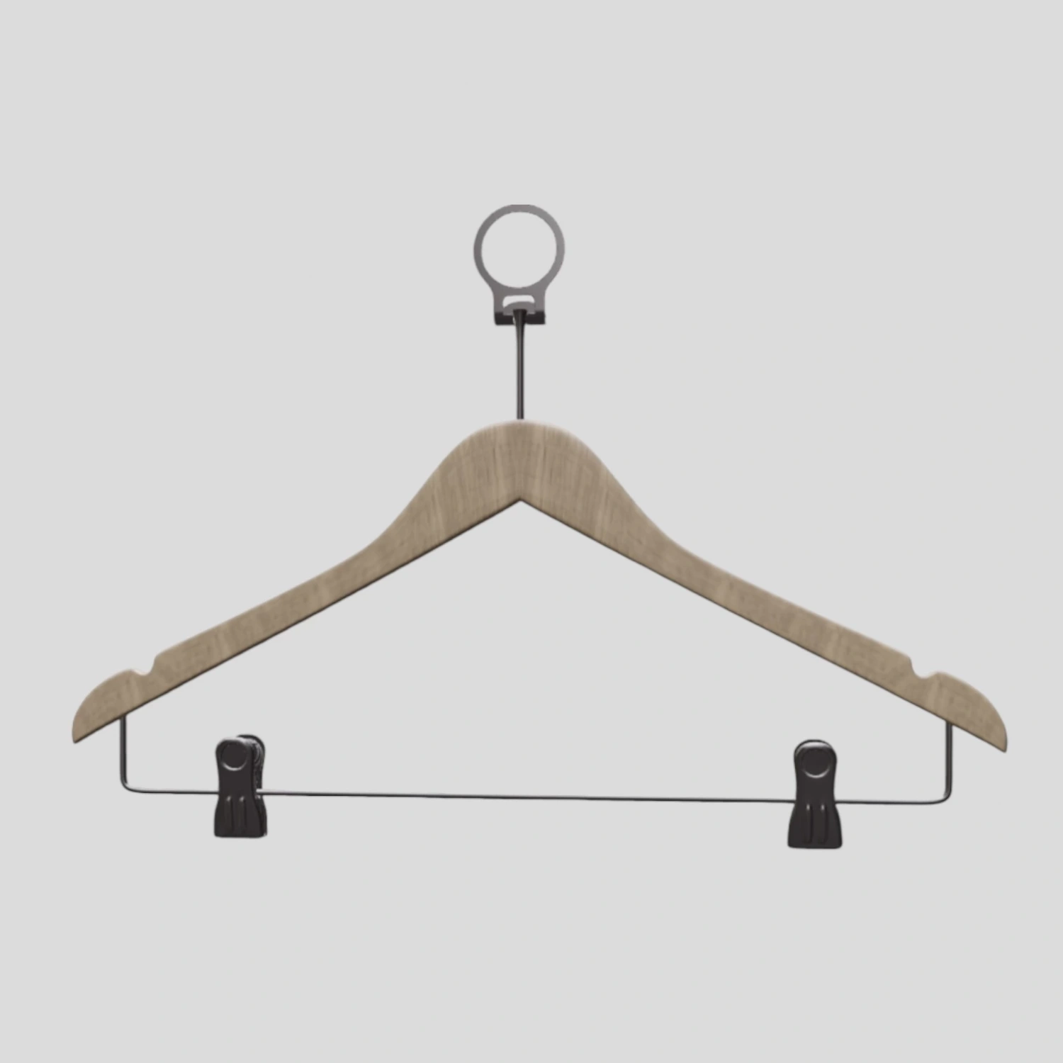 Naturel Ahşap Otel Elbise Pantolon Askısı Mandallı