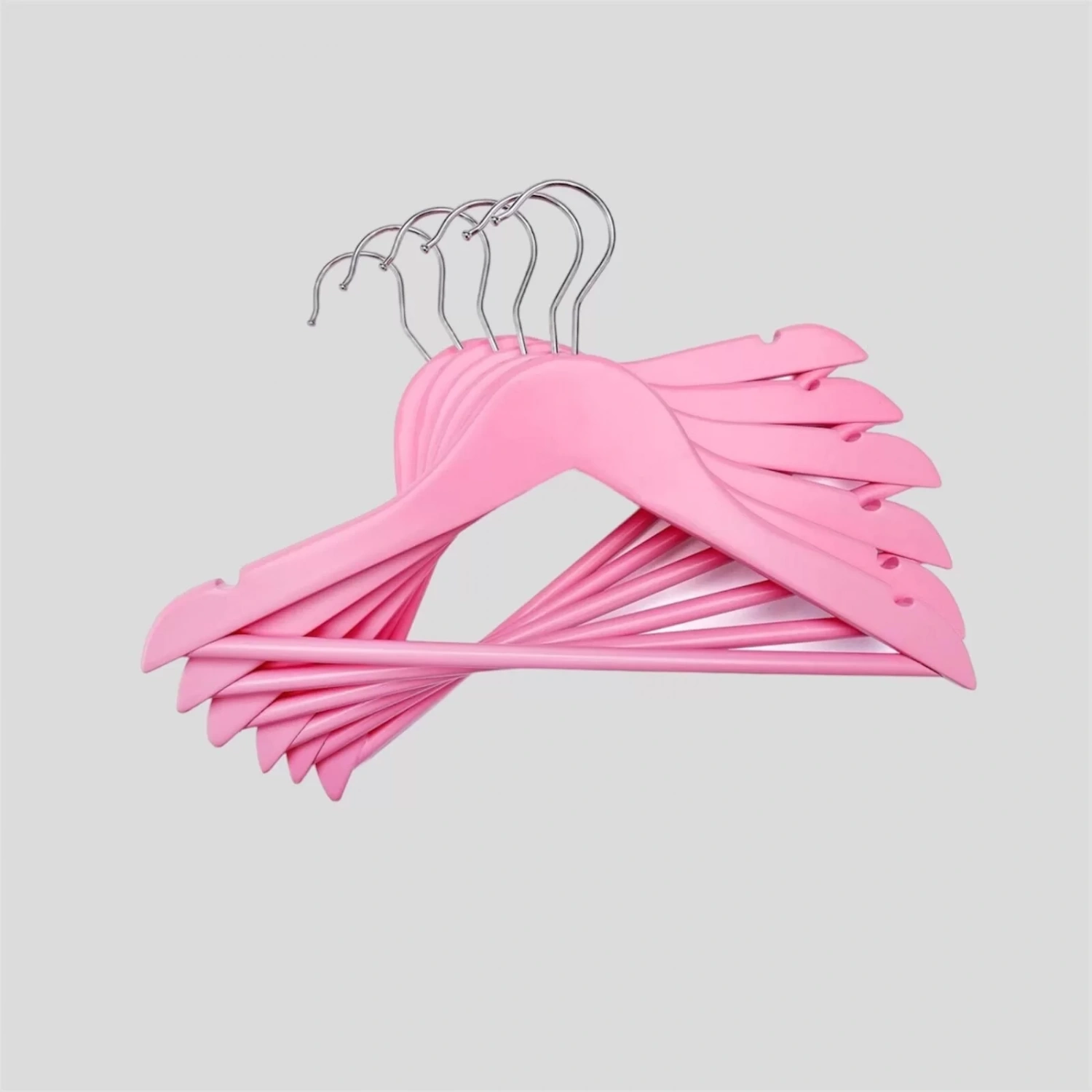 Pembe Ahşap Bebek Elbise Pantolon Askısı